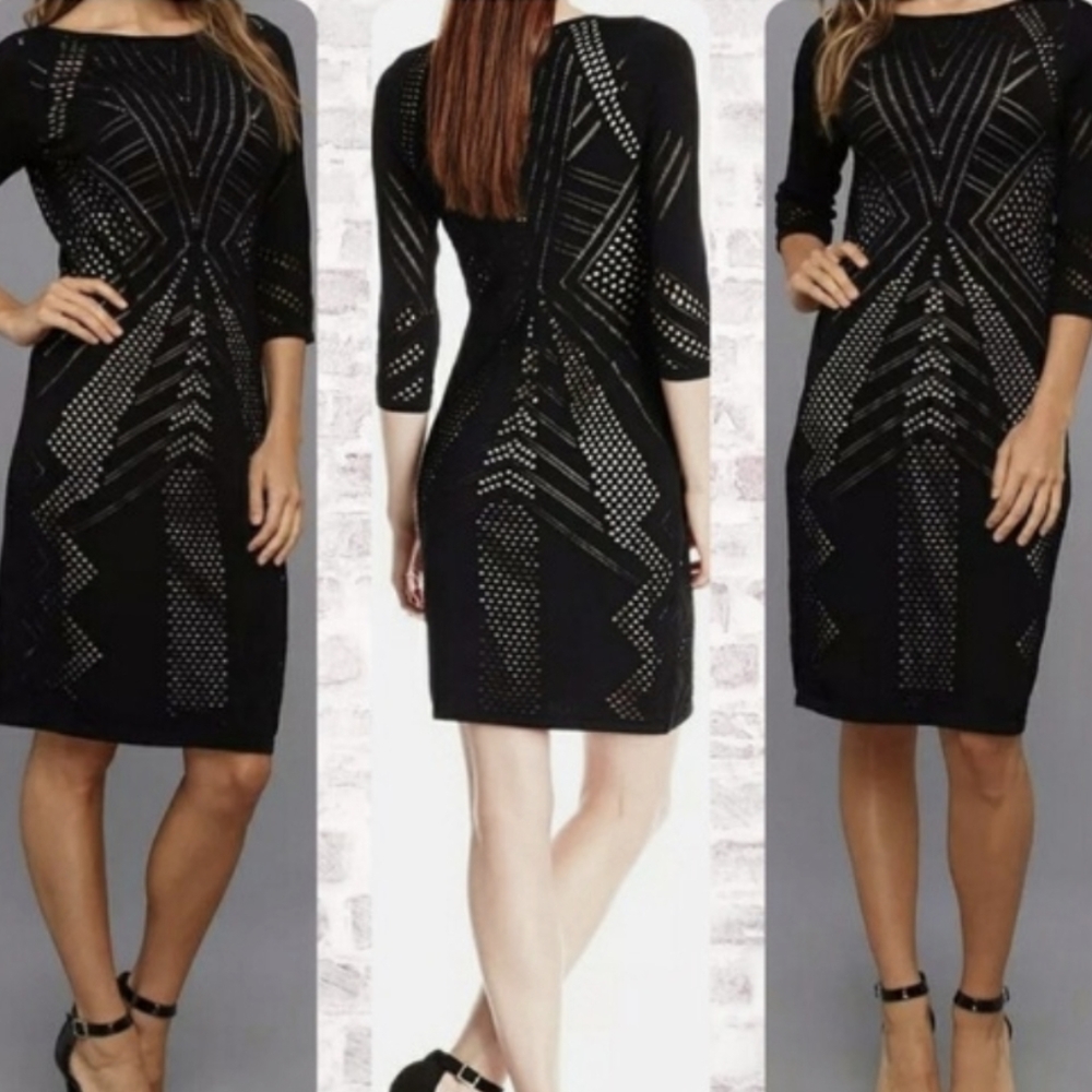 Calvin Klein Womens Illusion Knit Sweaterdress Black L